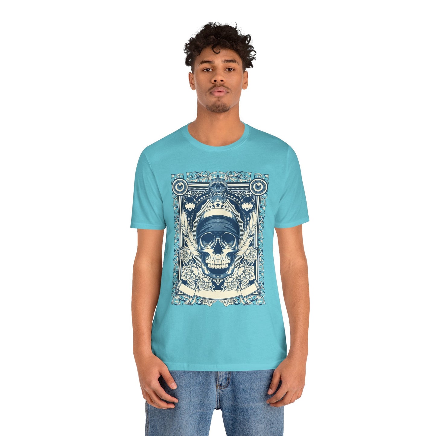 Skull Crown Graphic Tee Vintage Ornate Skull Illustration Rock Band T-Shirt
