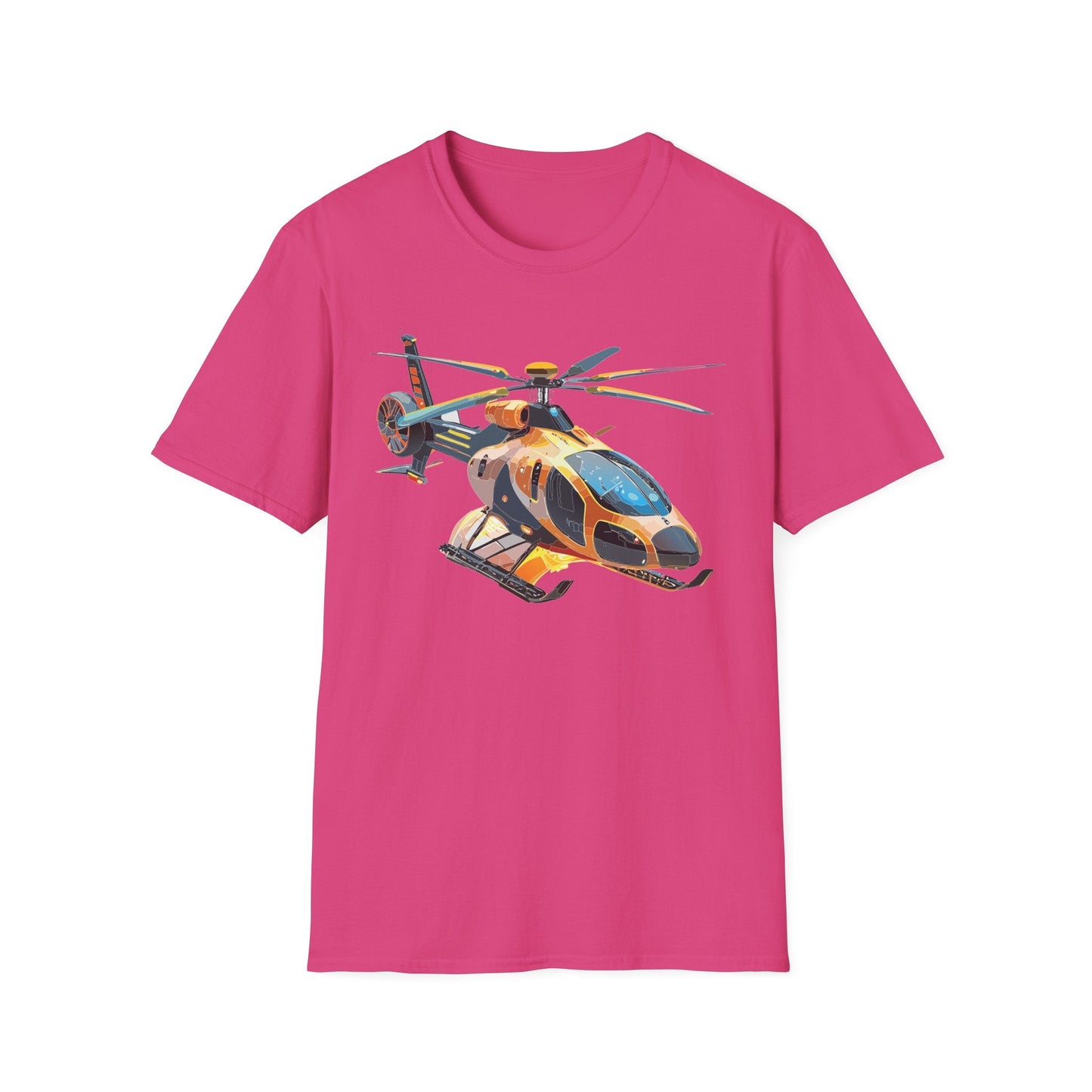 Unisex Helicopter Chopper T Shirt Softstyle 64000 Gildan Durable Lightweight Tee Design