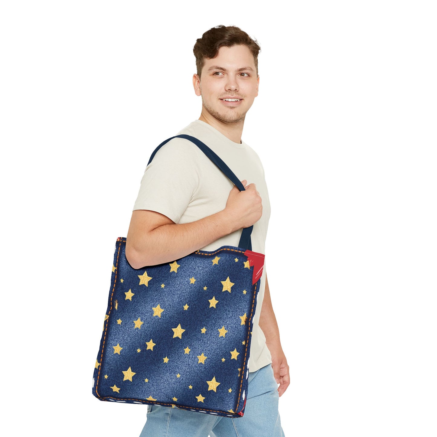 Denim Fabric Imitation Print Unisex Canvas Bag Poly Spun 3 Sizes Tote Bag 181-6