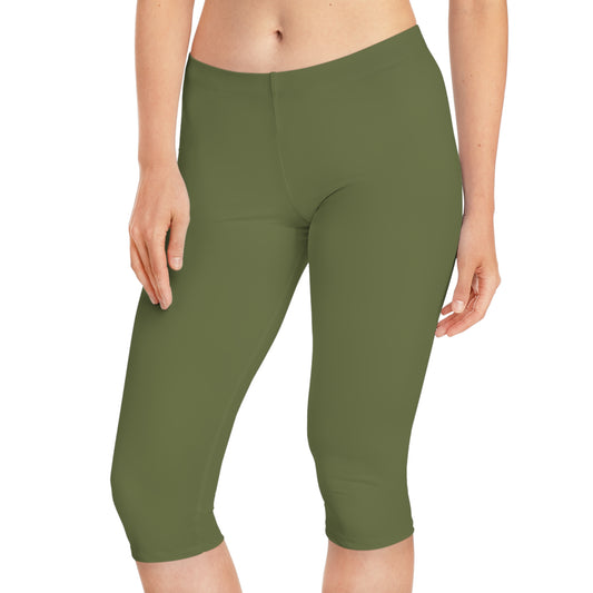 Green Color Capri Leggings, Green Capri Leggings 10