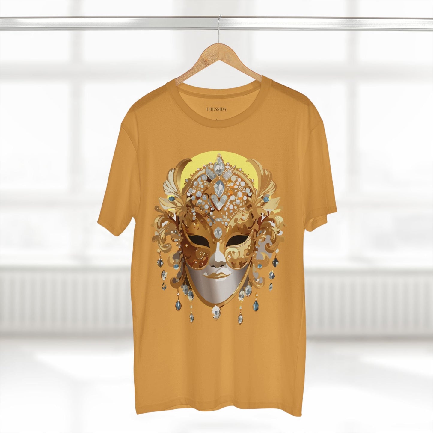 Carnival Mask Graphic T-Shirt Unisex 100 Cotton With Antique Gold Art Design Tee 7