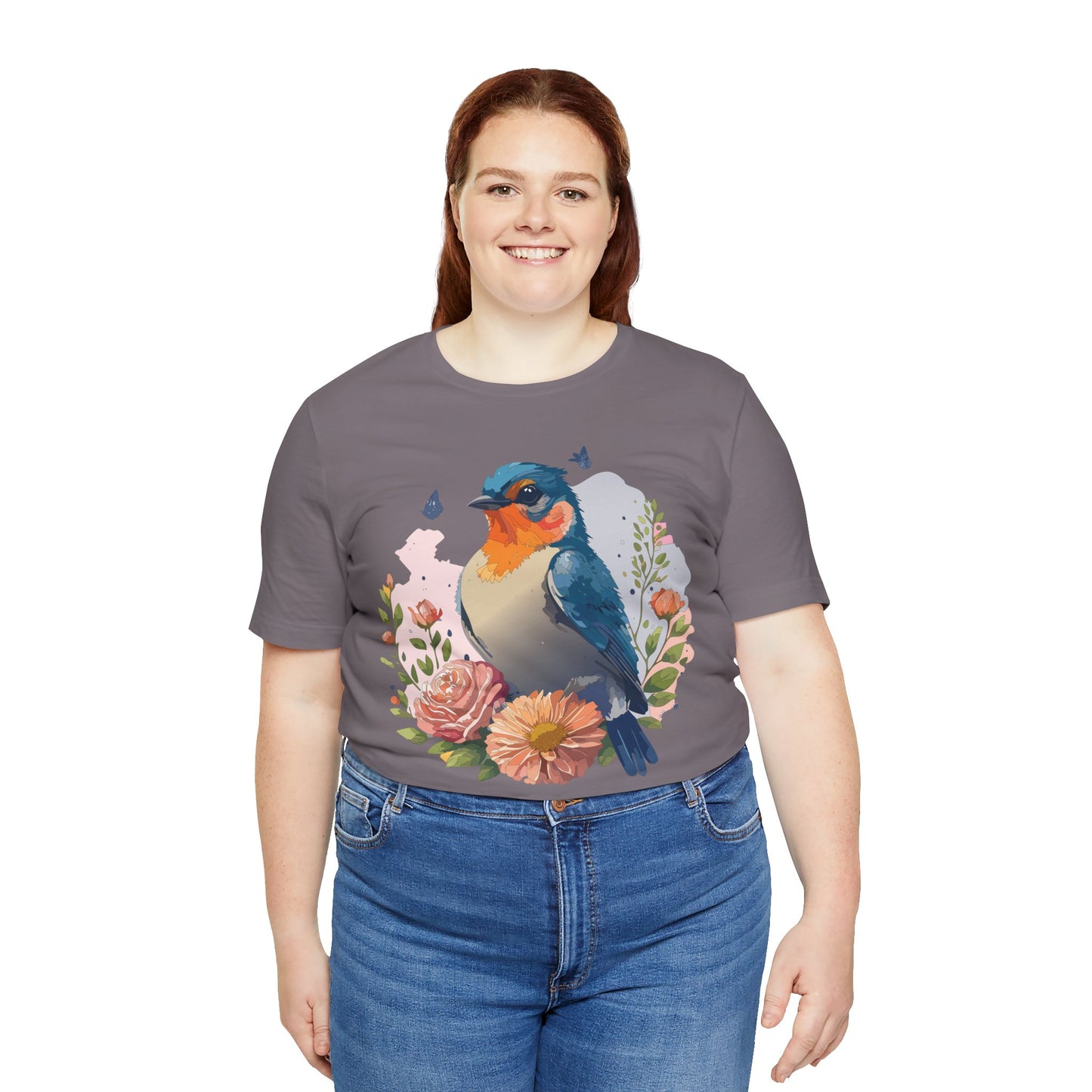 Floral Bird Tee, Animal Shirt, Bird Shirt, Floral Tee, Flower T-shirt, T-Shirt with Animal
