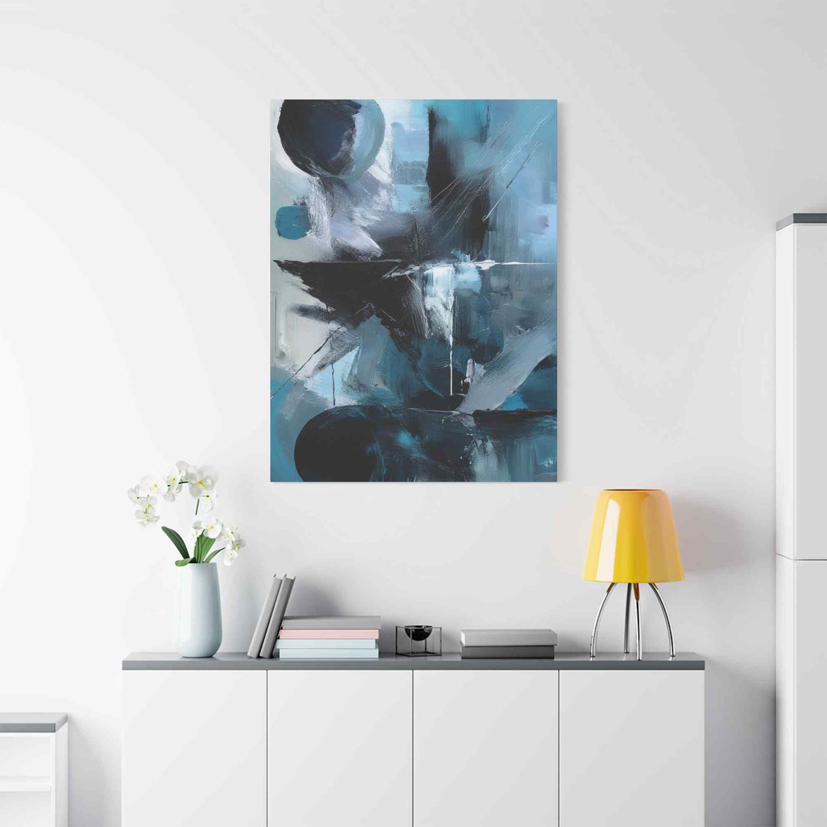 Blue Abstract Painting Print Canvas 20x24,20x30,24x30, 24x32,24x36,30x40, 32x48,36x48,40x60 Pine-Wood Inner Frame ABS-29