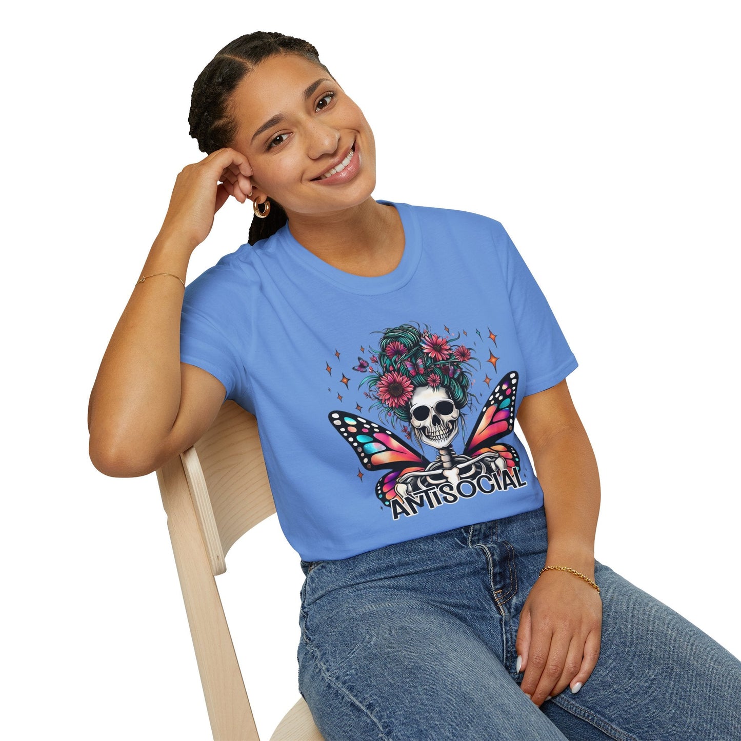 Unisex Skull Graphic Tee Shirt Short Sleeve Skeleton Gildan Softstyle 64000 100 Ring Spun Cotton