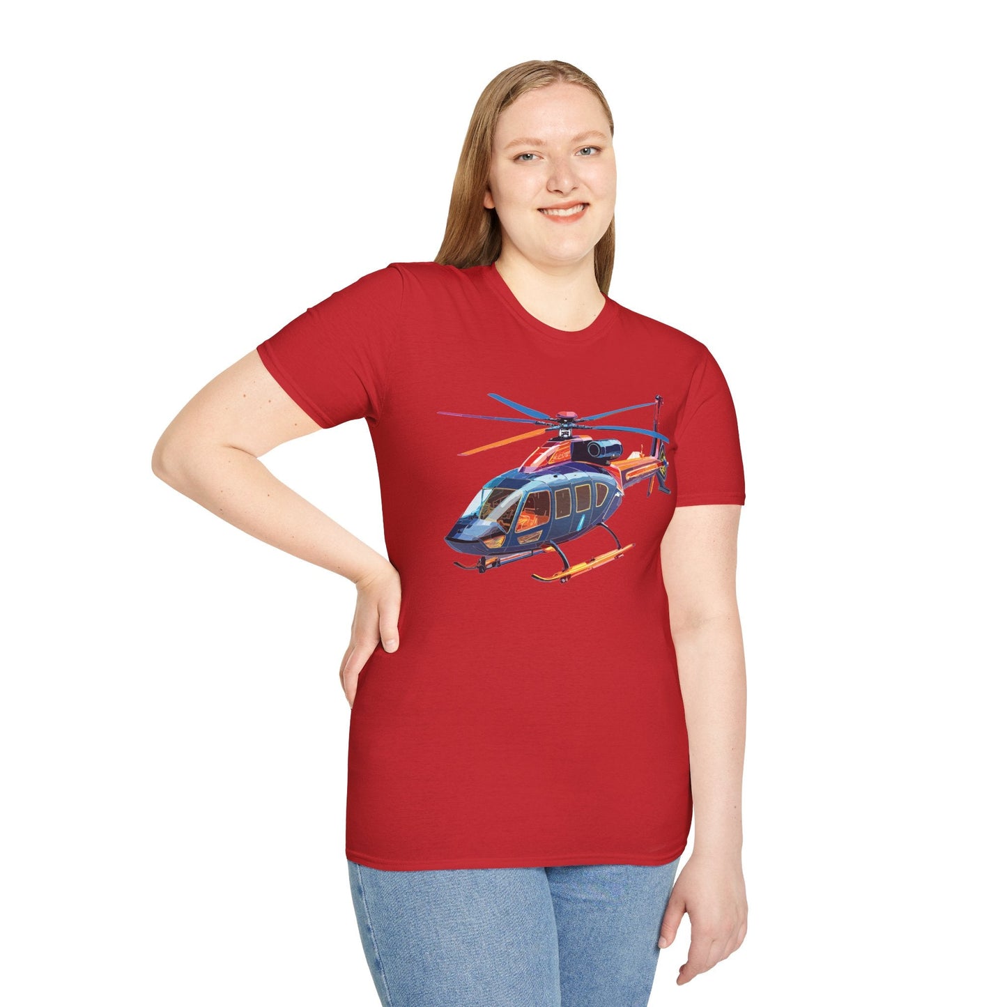 Chopper Helicopter Graphic Unisex Cotton Softstyle Short Sleeve Tee 4