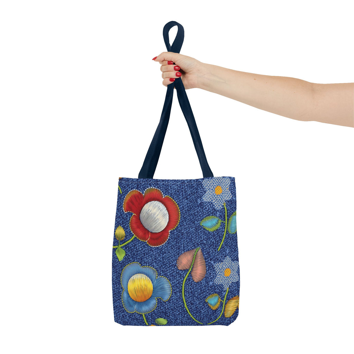 Denim Fabric Imitation Print Unisex Canvas Bag Poly Spun 3 Sizes Tote Bag 159-11