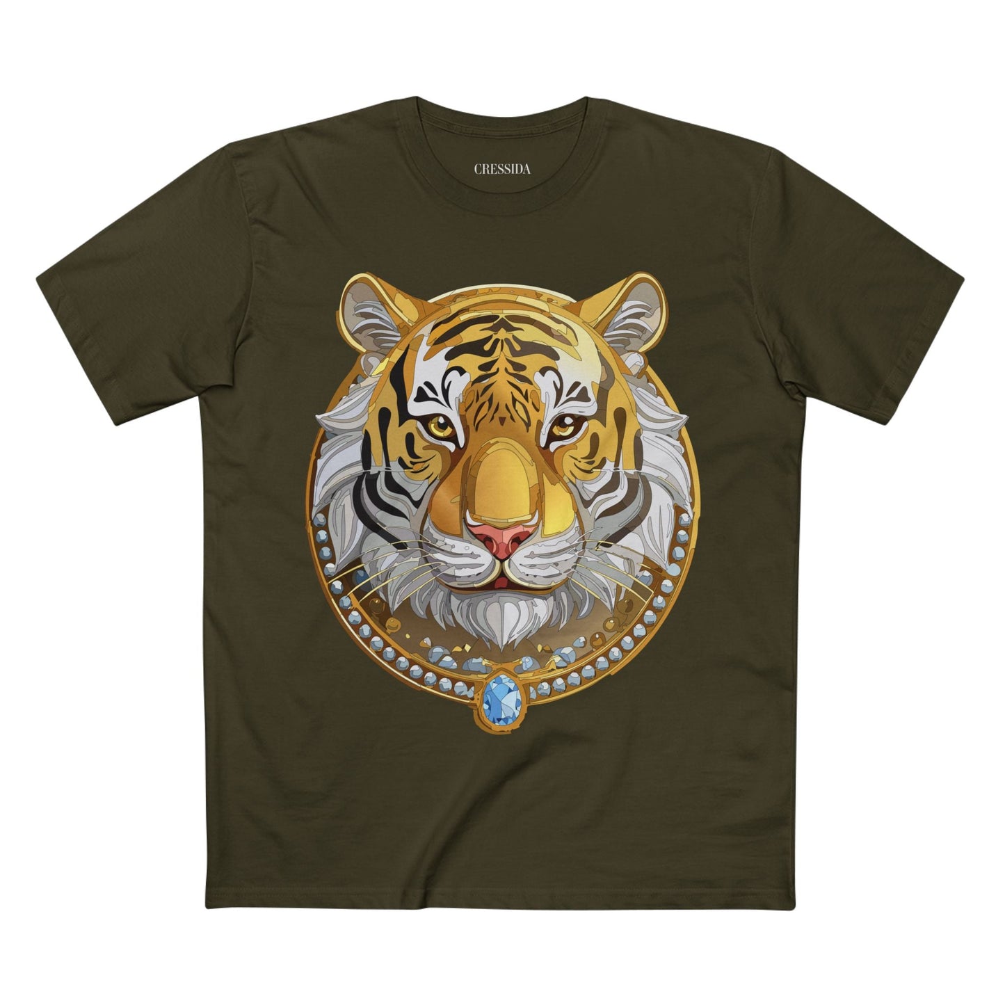 Tiger Graphic Unisex 100 Cotton Tee With Unique Animal Golden Medallion Art Design 4
