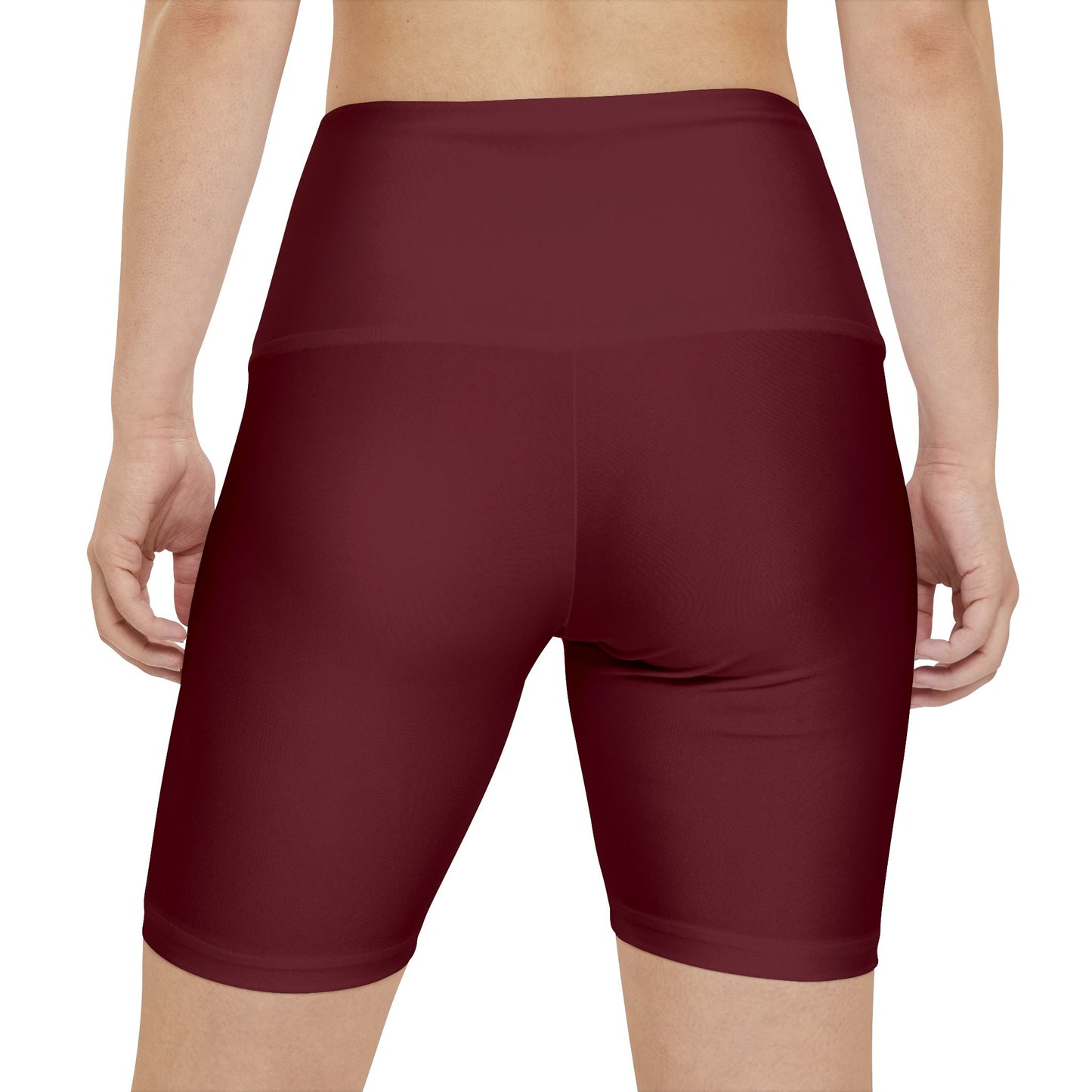 Black Cherry Red Women’s High-Waist Workout Shorts — Burgundy Athletic Biker Shorts