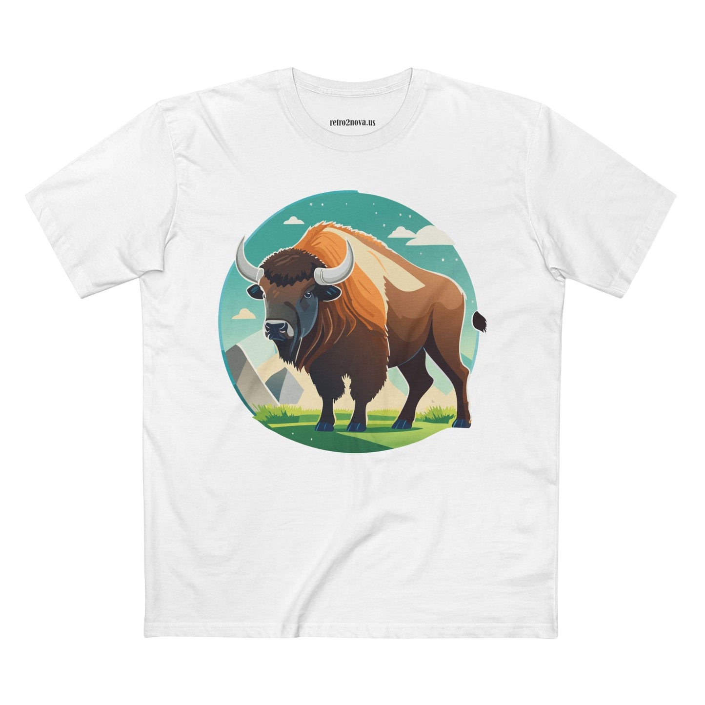 Bison Shirt Unisex Premium Cotton Tee With Original Art Design From Retro2Nova Animals Collection Exclusive Art Series