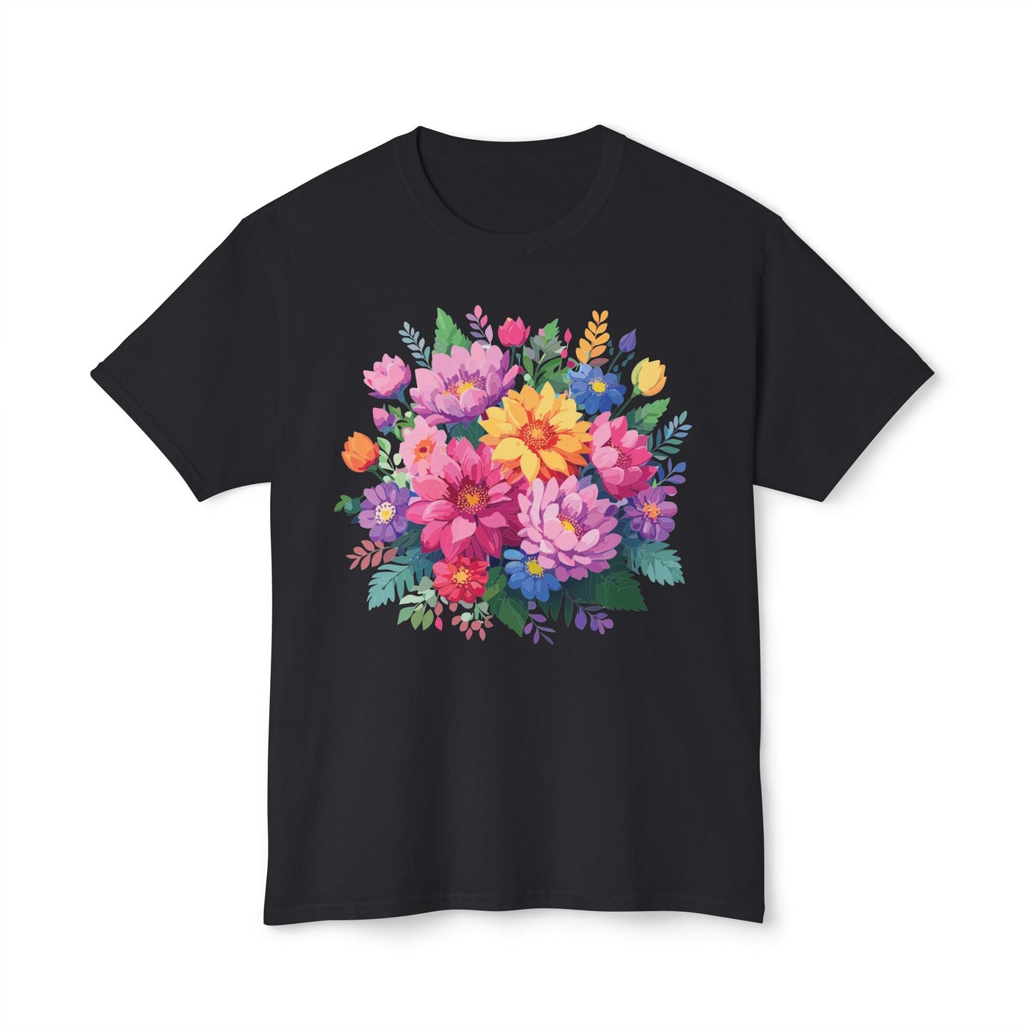 Unisex Floral T Shirt With Full Color Art Print Made In USA 100 Percent Cotton Breathable