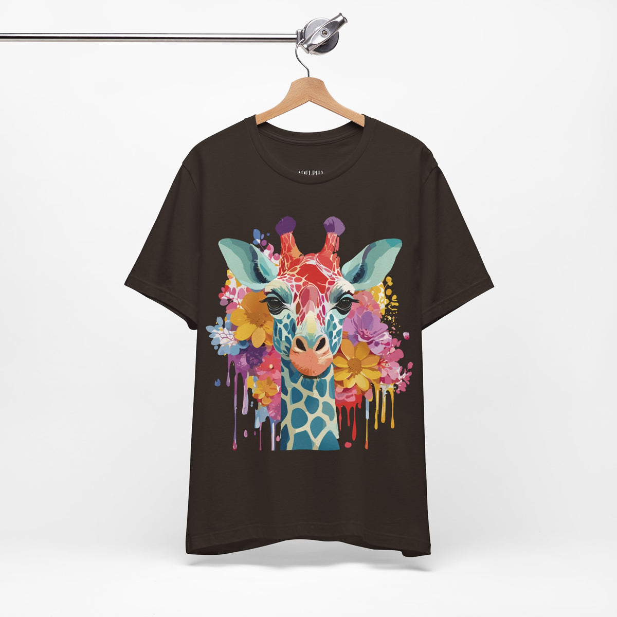 Giraffe Graphic Unisex Cotton Bella+Canvas Tee with Art Animal Design e19