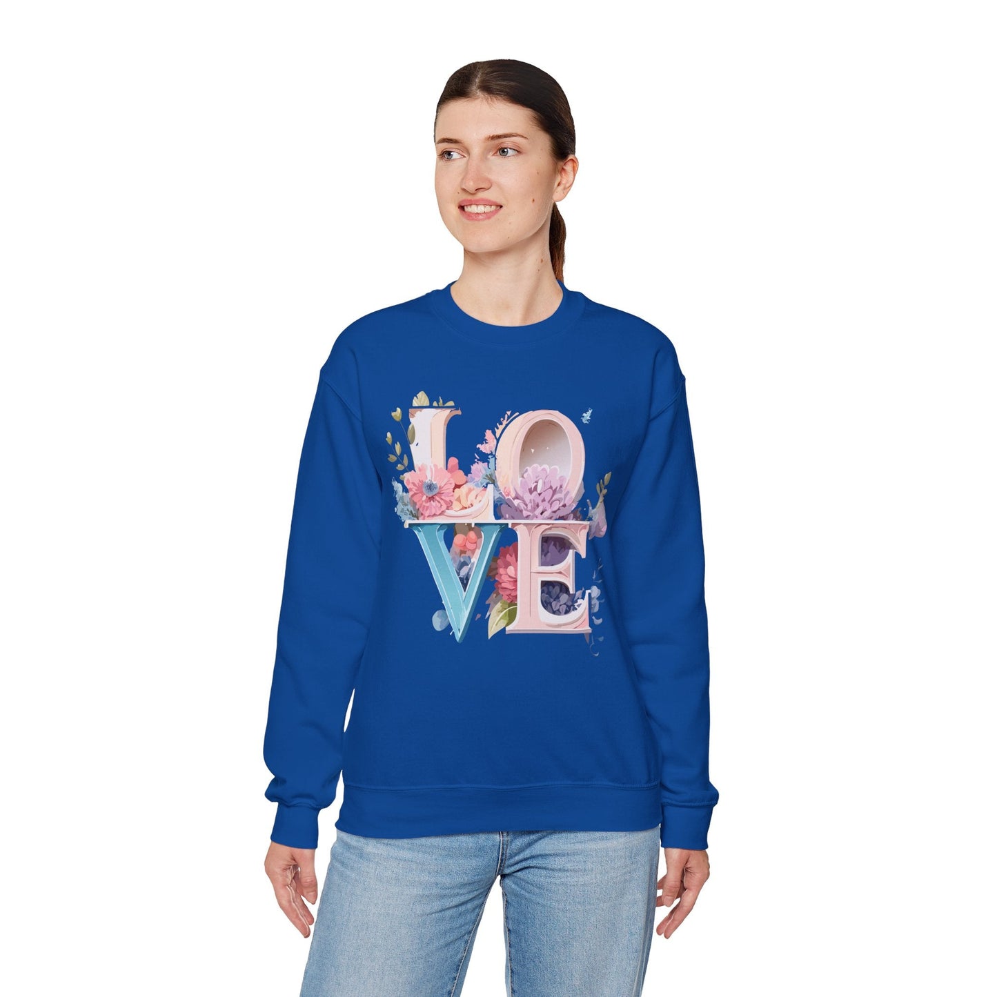 Floral Love Sweatshirt Valentines Day Sweatshirt Love Flower Unisex Crewneck Sweatshirt