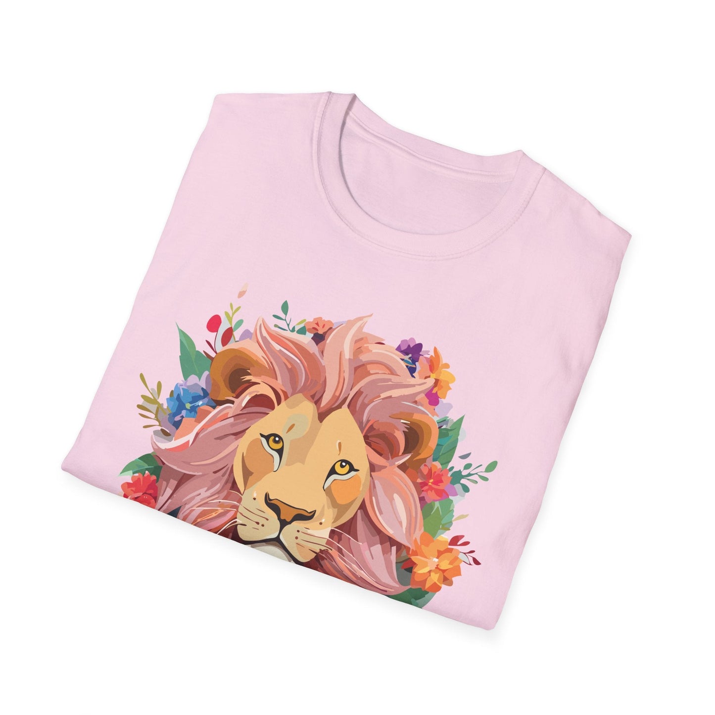 Lion Shirt Unisex Floral Lion Tee Animal Print Softstyle Tee
