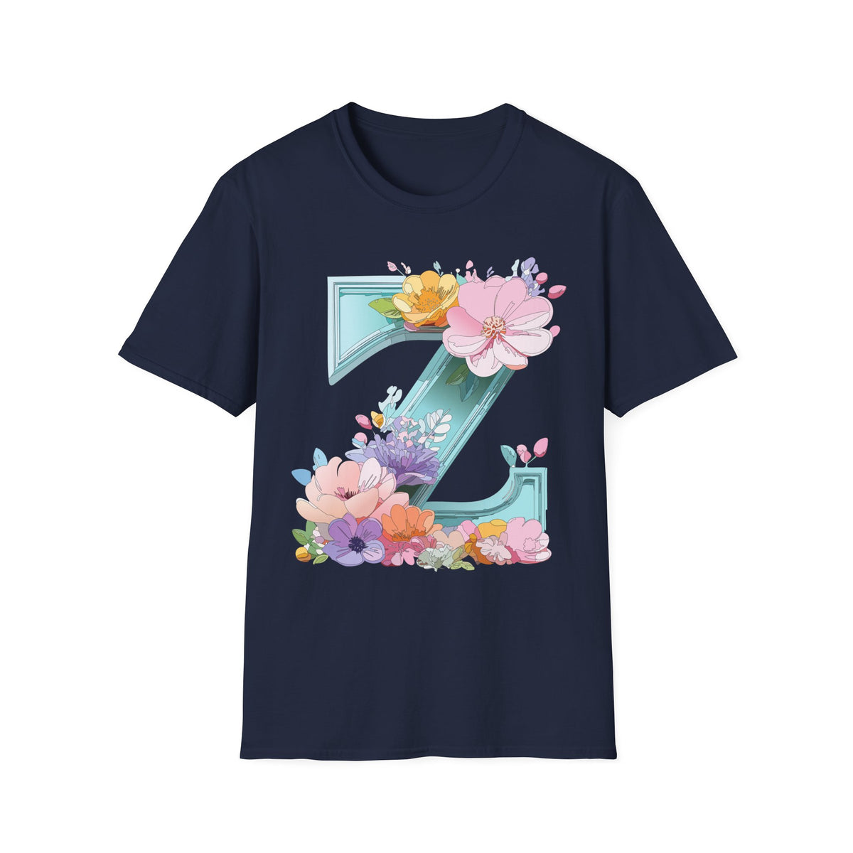 Floral Letter Z T-Shirt | Floral Initial Tee, Monogram Z Shirt