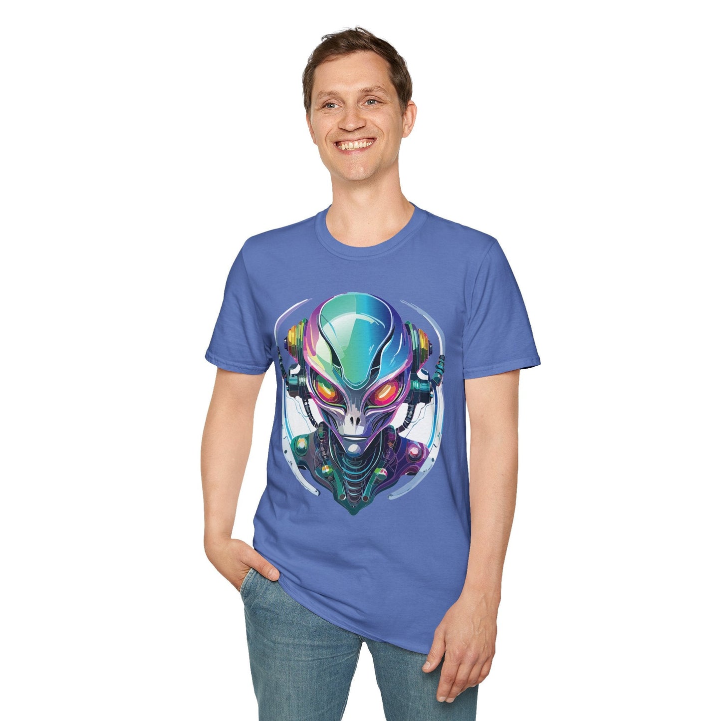 Alien Graphic Unisex Cotton Softstyle UFO Artwork Tee 3