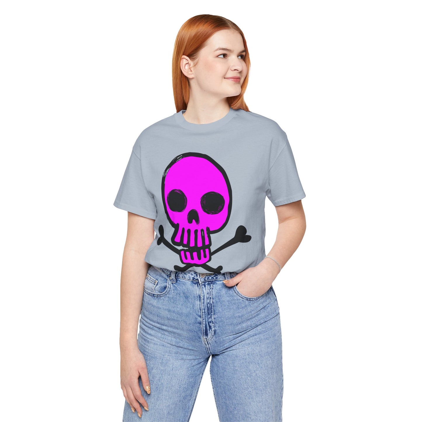 Pink Skull Graphic Design Tee, Skull Shirt, Vintage Tees, Art Design T-Shirt, Vintage Graphic Tee, Art Shirts with Skulls