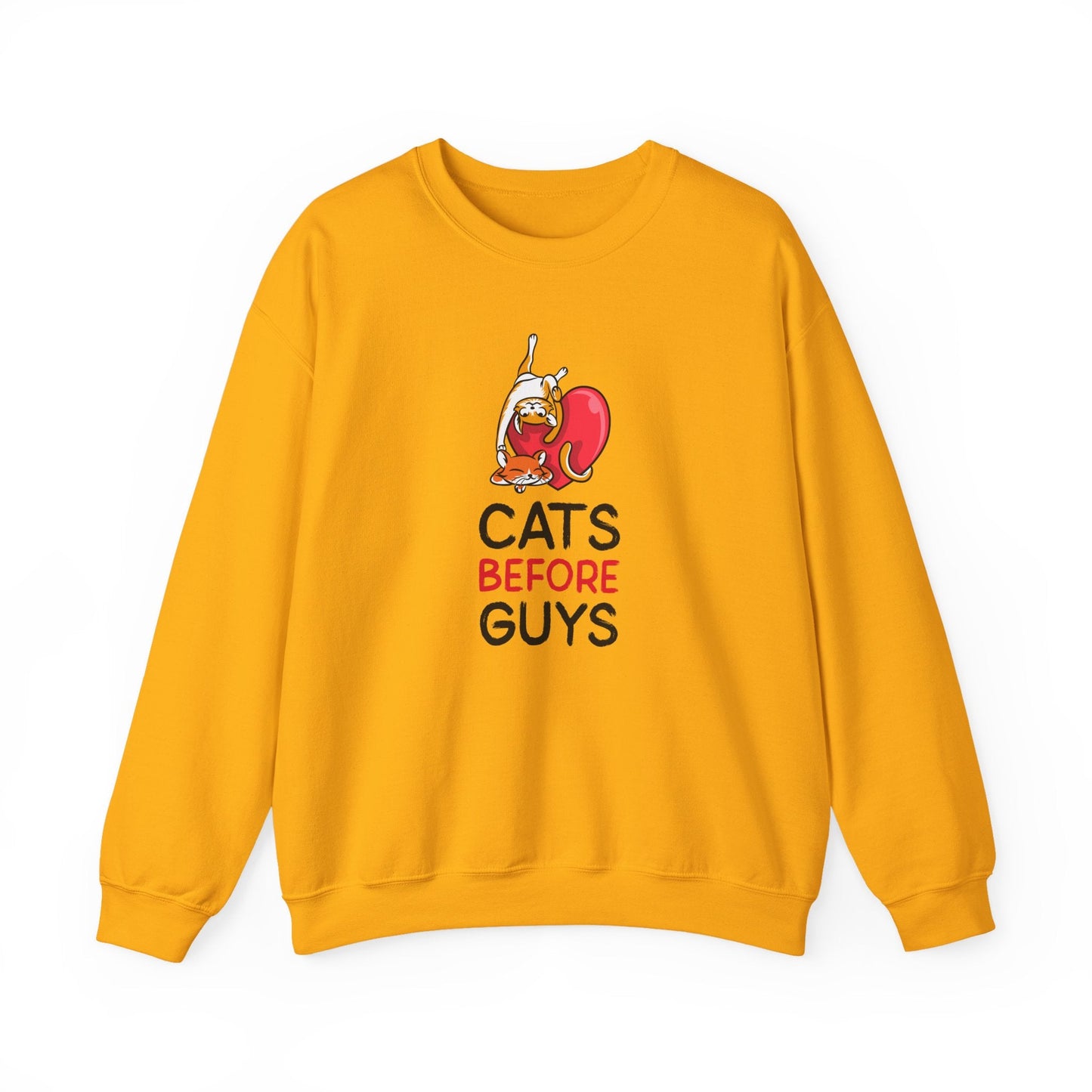 Cat Heart Sweatshirt Unisex Valentines Day 50 50 Cotton Poly Heavy Blend Crewneck Sweatshirt