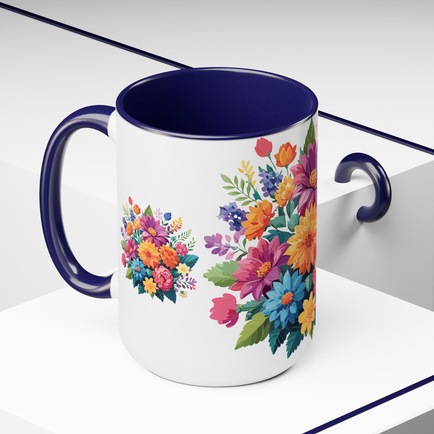 Tazas de café de dos tonos con flores