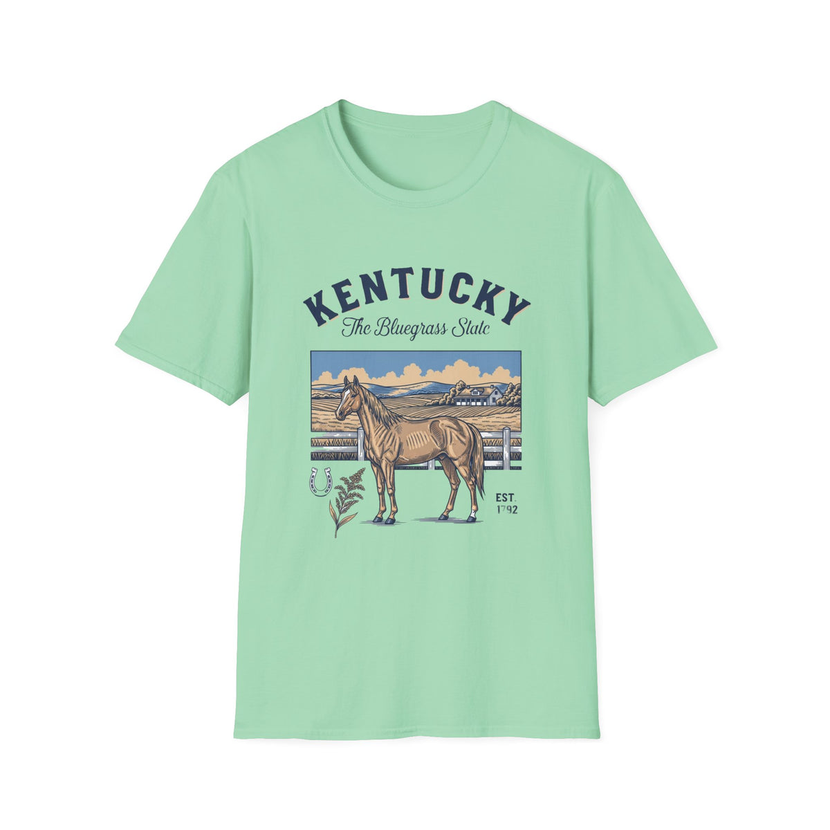 Kentucky Horse Vintage Graphic T-Shirt — The Bluegrass State Travel Tourist Graphic Tee Unisex 100 Cotton Gildan T-Shirt