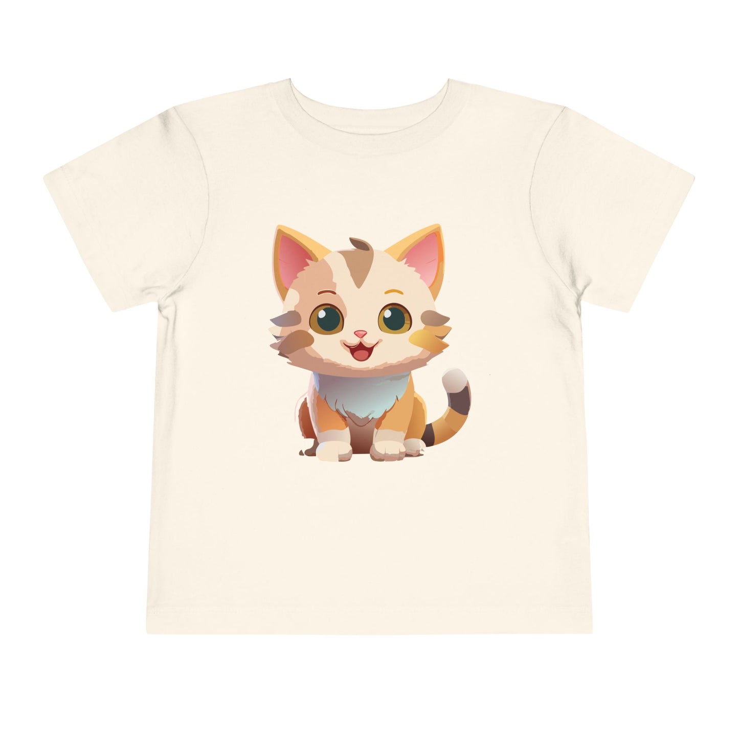 Cute Cat Toddler Short Sleeve Tee - Adorable Kitty Graphic Tee for Kids (2T-5T)