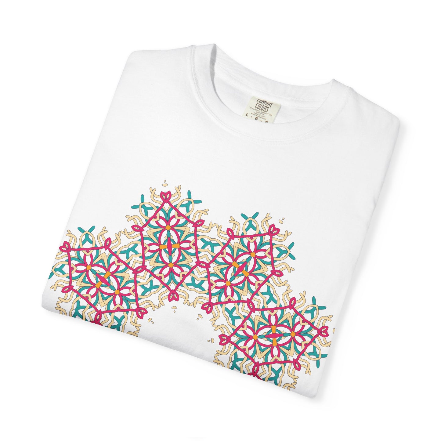 Unisex Garment Dyed Cotton T-Shirt with Mandala Graphic Design