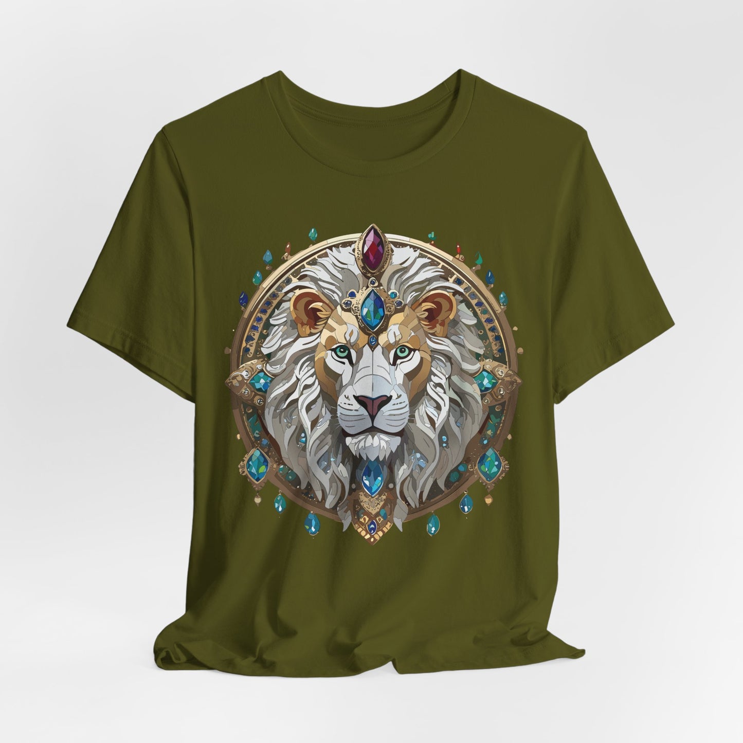 Unisex Lion Graphic Tee, Animal Shirt, Tee Shirt with Lion, Medallion T-Shirt, Animal Medallion Tees