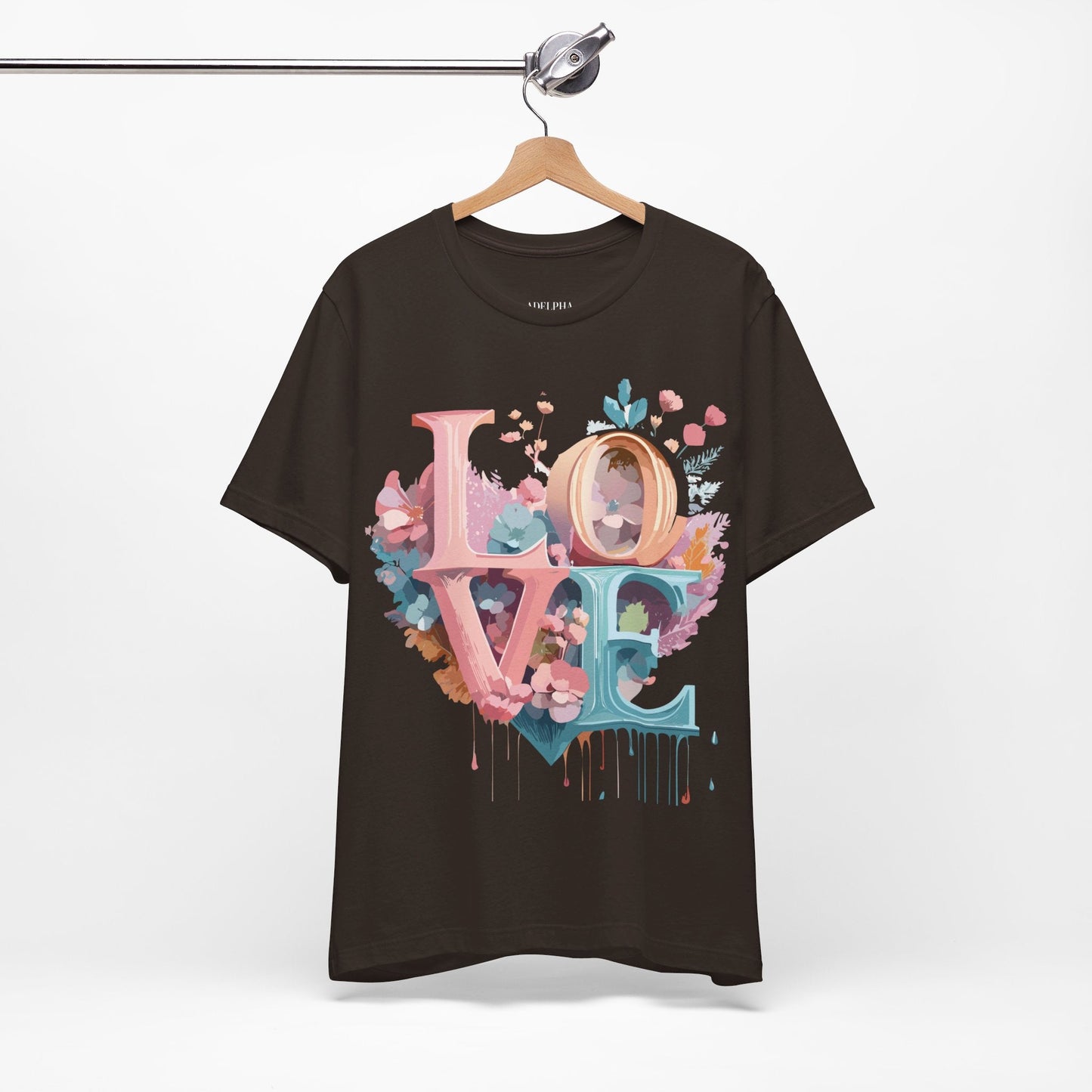 Valentine Day Graphic Unisex 100 Cotton Vintage Artwork with Love and Flower Design Tee 52