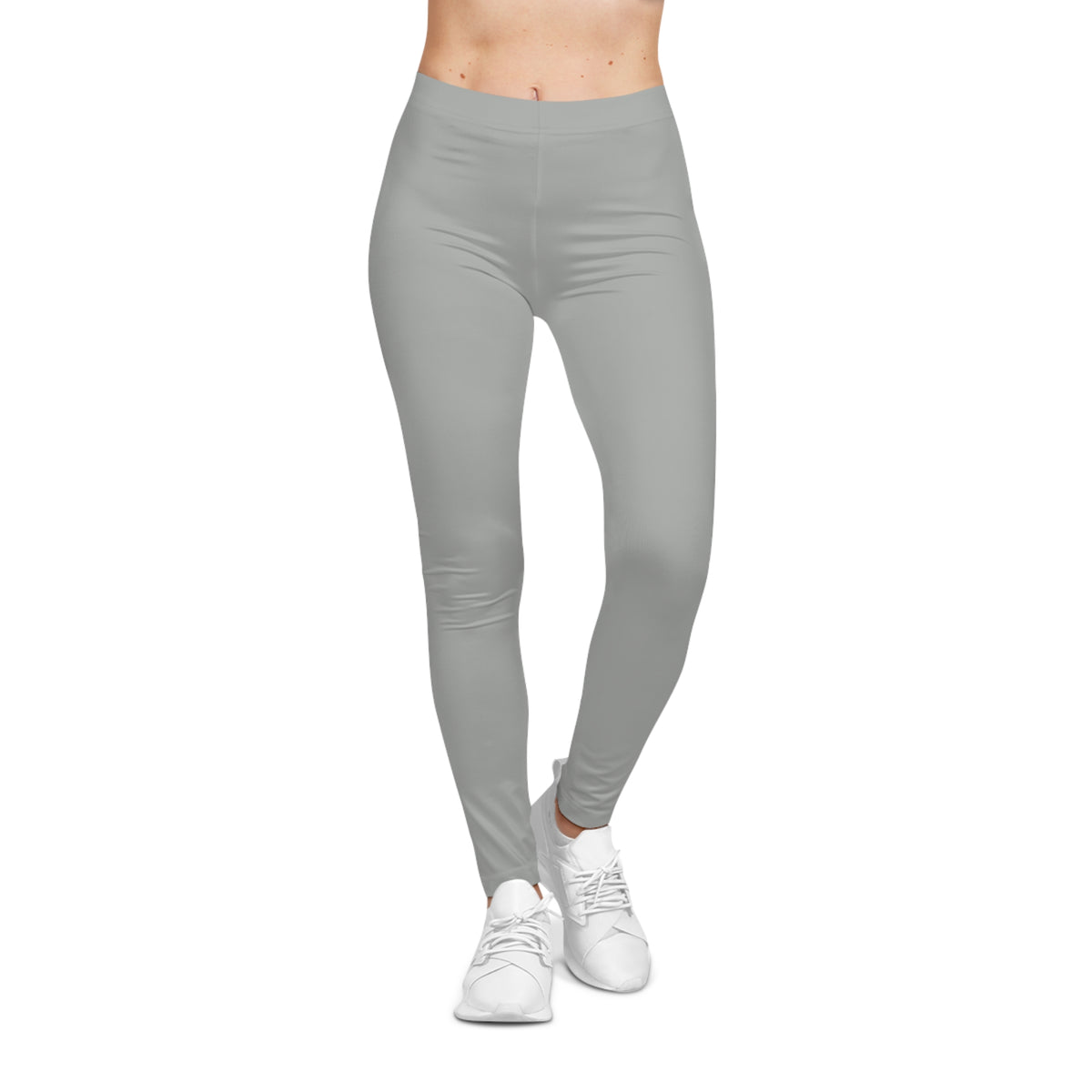 Whisper Grey Color Women's Poly-Span Casual Leggings Print Everyday Activewear Pants