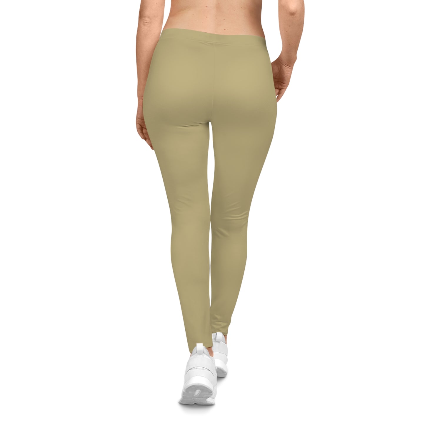 Light Sand Khaki Color Women's Poly-Span Casual Leggings XS-2XL
