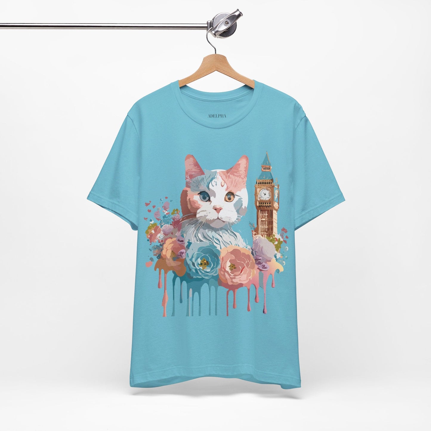 Unisex Cat Graphic Tee With Short Sleeve Vintage Inspired Art Adelpha