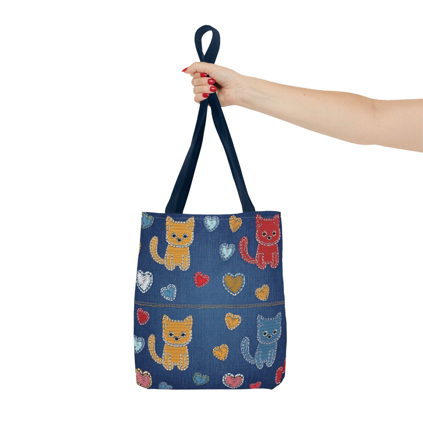 Love Day Graphic Design Denim Fabric Imitation Print Unisex Canvas Bag POLY 3 Sizes Tote Bag 201-4