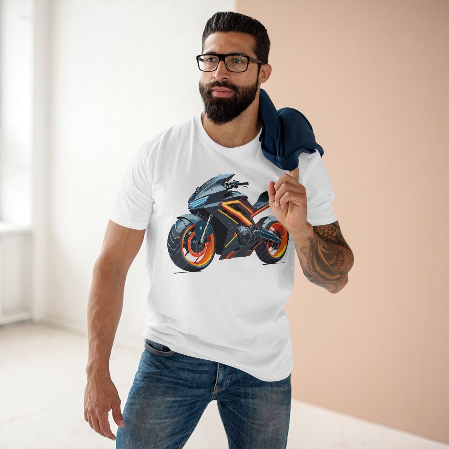 Moto Bike Graphic Unisex 100 Cotton Staple Tee 12