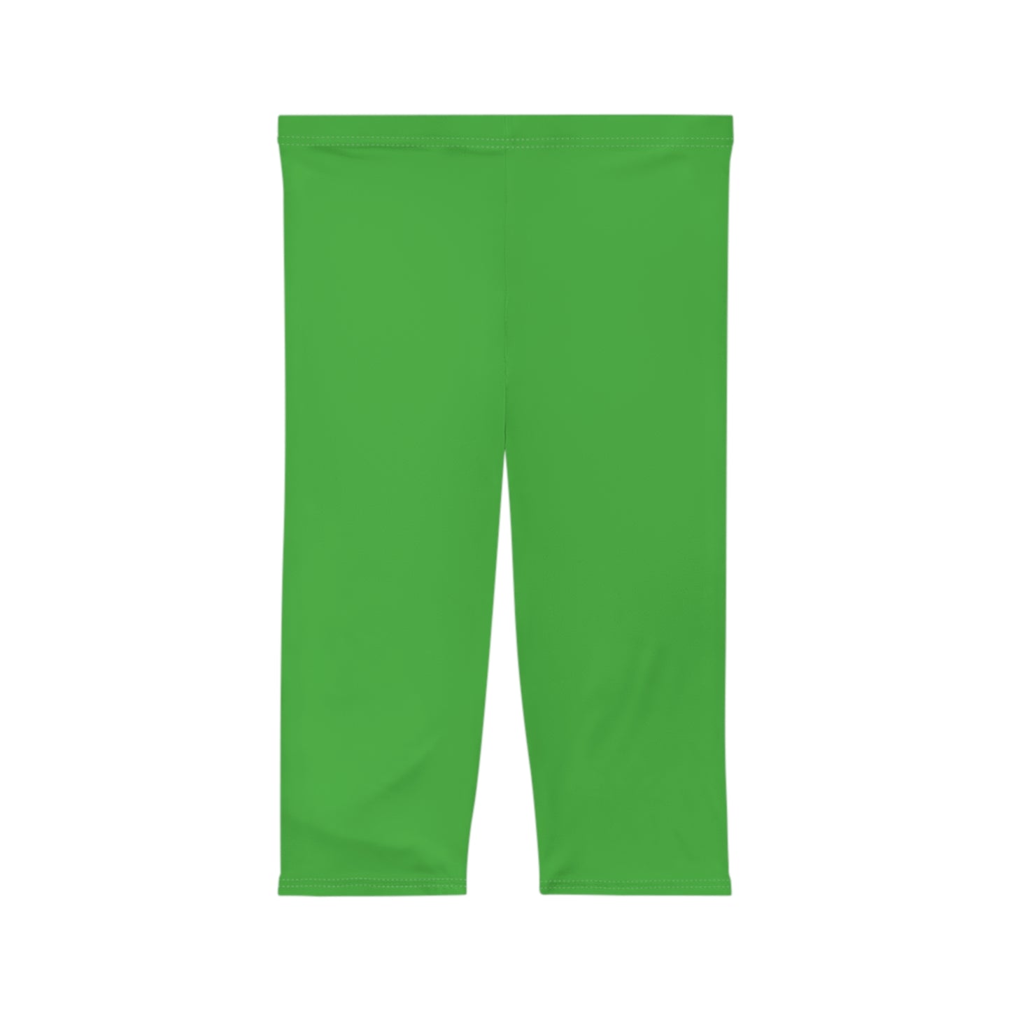 Kelly Green Color Women's Brushed Suede Poly Span Casual Capri Leggings XS-2XL