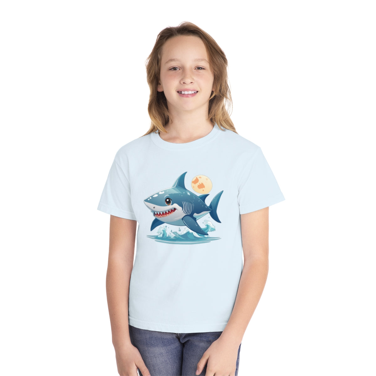 Camiseta con gráfico de tiburón para jóvenes: divertida camiseta de peso medio inspirada en el océano para niños (6 a 15 años)