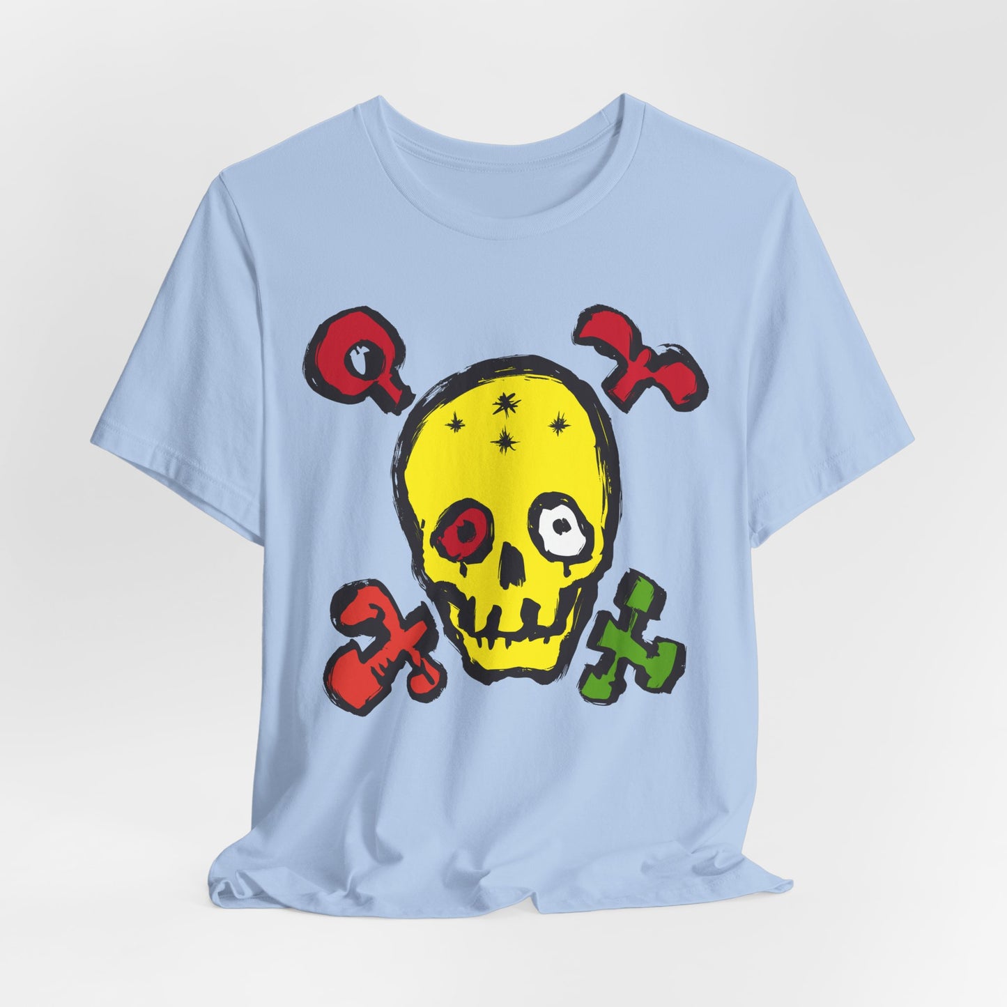 Yellow Skull Graphic Design Tee, Skull Shirt, Vintage Tees, Art Design T-Shirt, Vintage Graphic Tee, Art Shirts with Skulls