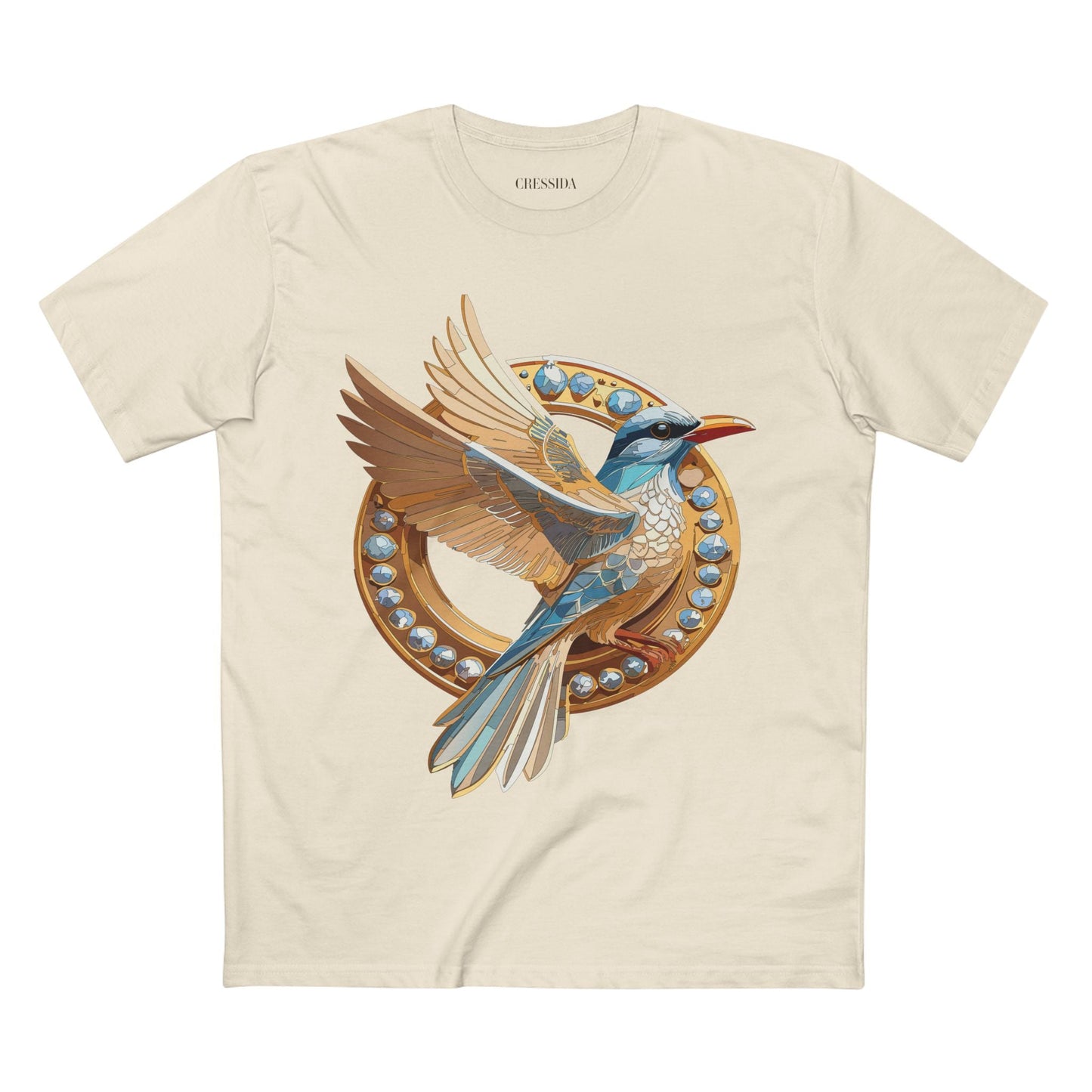 Bird Graphic Unisex 100 Cotton Tee With Unique Animal Golden Medallion Art Design 20