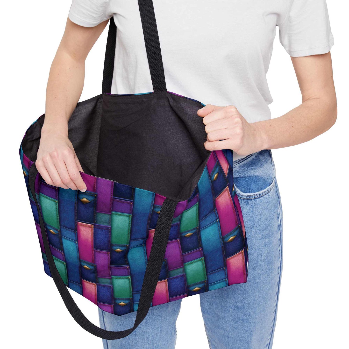 Denim Color Imitation Print Unisex  Yoga Bag  Spun Polyester 24x13 Canvas Gym Bag 32