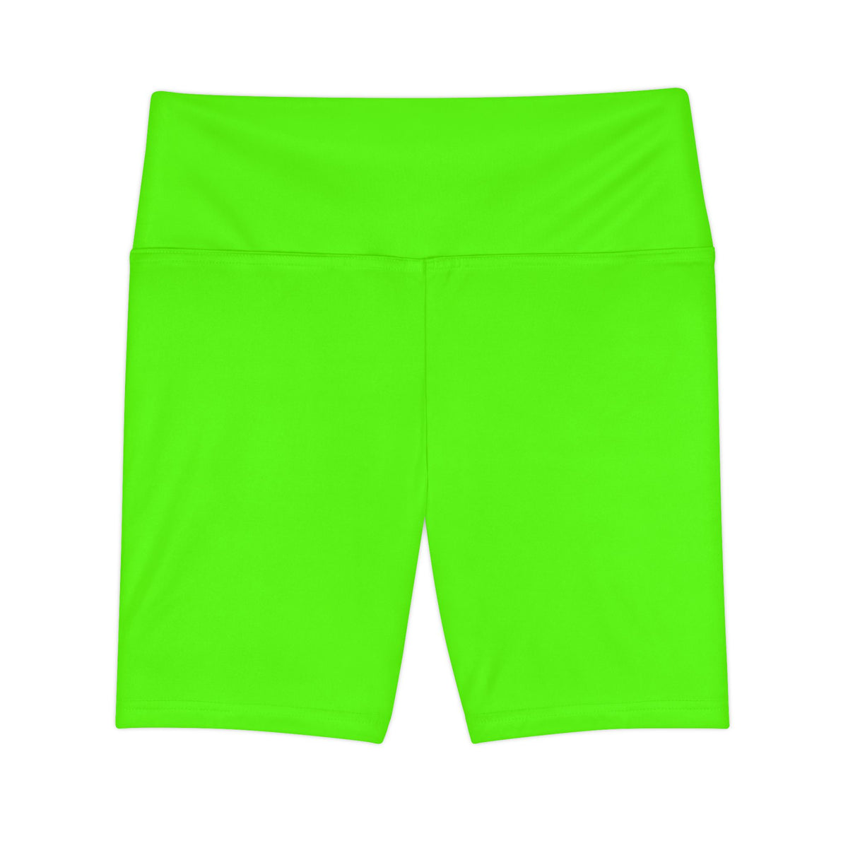 Neon Grass Green Women's Workout Shorts - High-Waist Biker Activewear