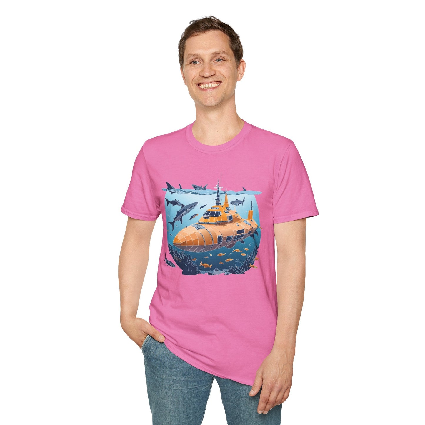 Ocean Graphic Tee Shirt Unisex Softstyle 64000 Gildan Lightweight Breathable Ocean Design U Boat