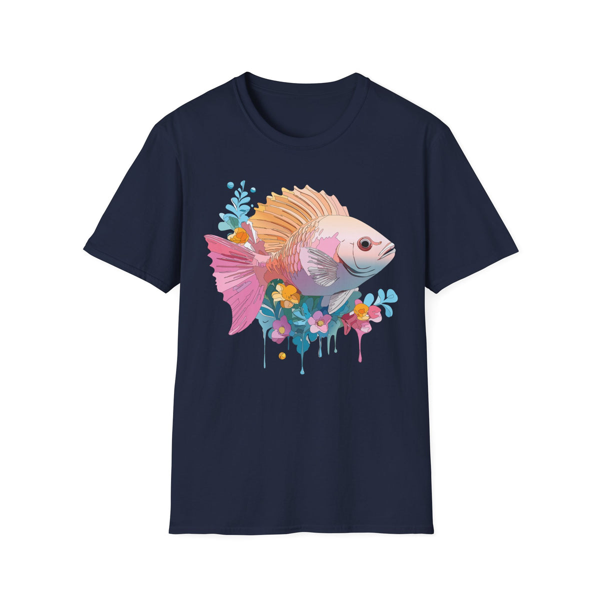 Colorful Tropical Fish T-Shirt | Watercolor Floral Sea Life Tee