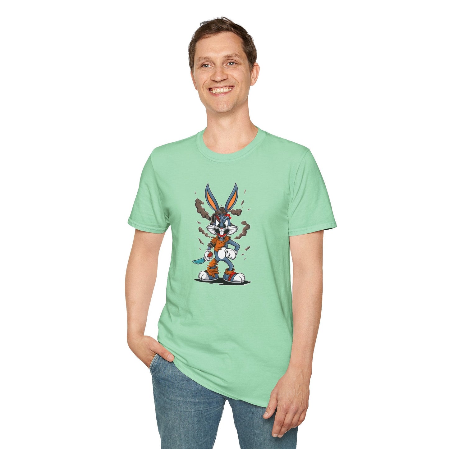 Cartoon Bunny Graphic Unisex Cotton Animal Animation Artwork Design Tee 35