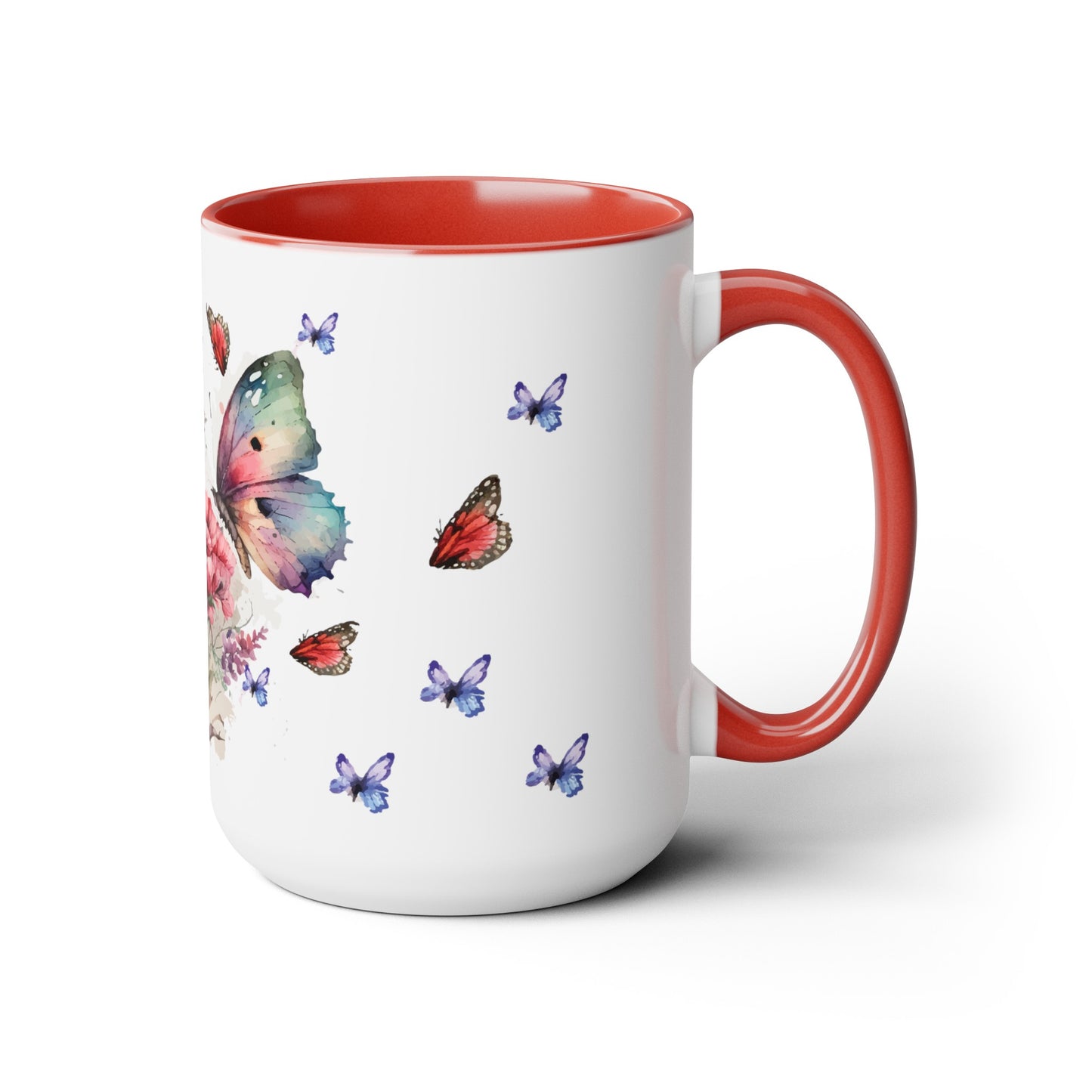 Two-Tone Coffee Mugs with butterfly