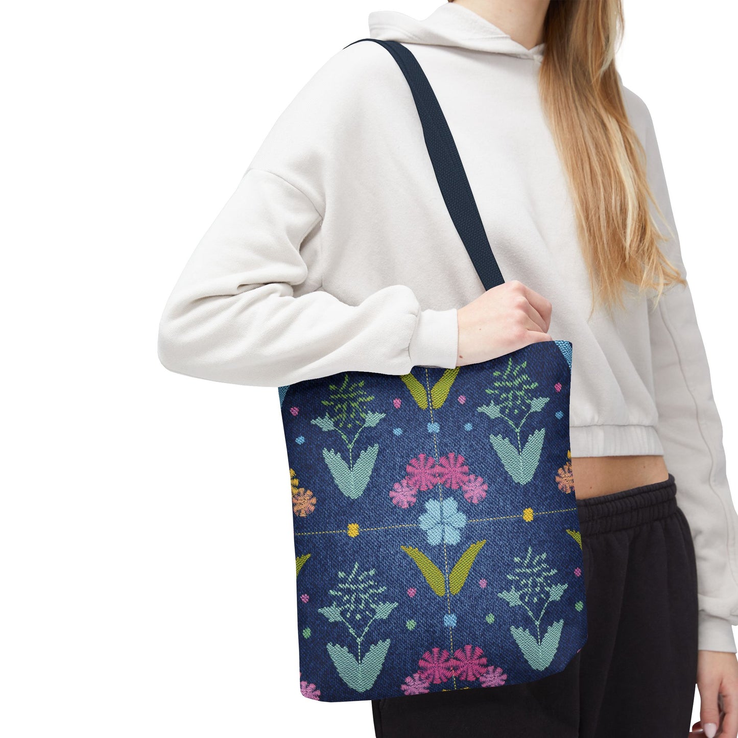Denim Fabric Imitation Print Unisex Canvas Bag Poly Spun 3 Sizes Tote Bag 127