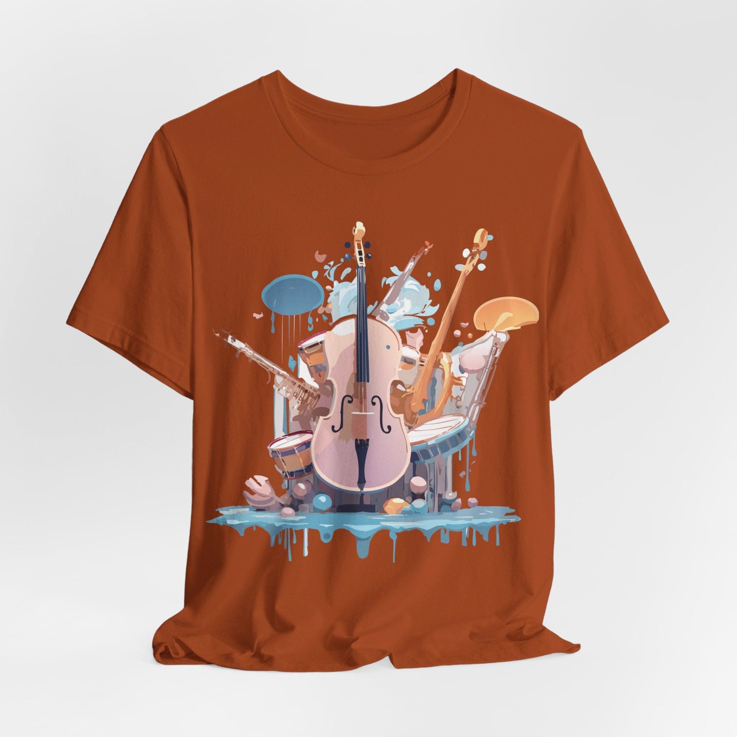 Music Graphic Unisex 100 Cotton Vintage Art with Musical Elements Tee 81