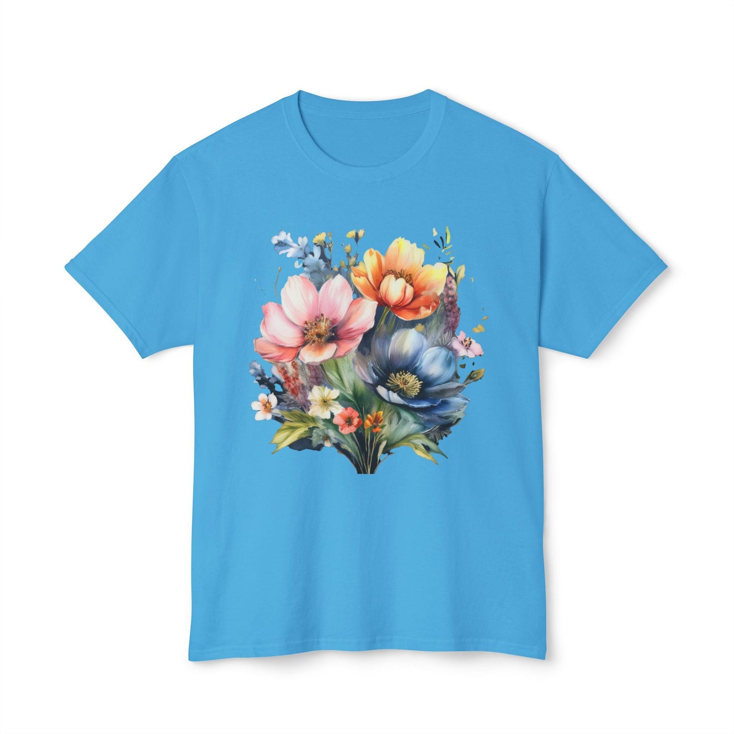 Floral T Shirt With Full Color Art Print Unisex HD Cotton Designed And Printed In USA