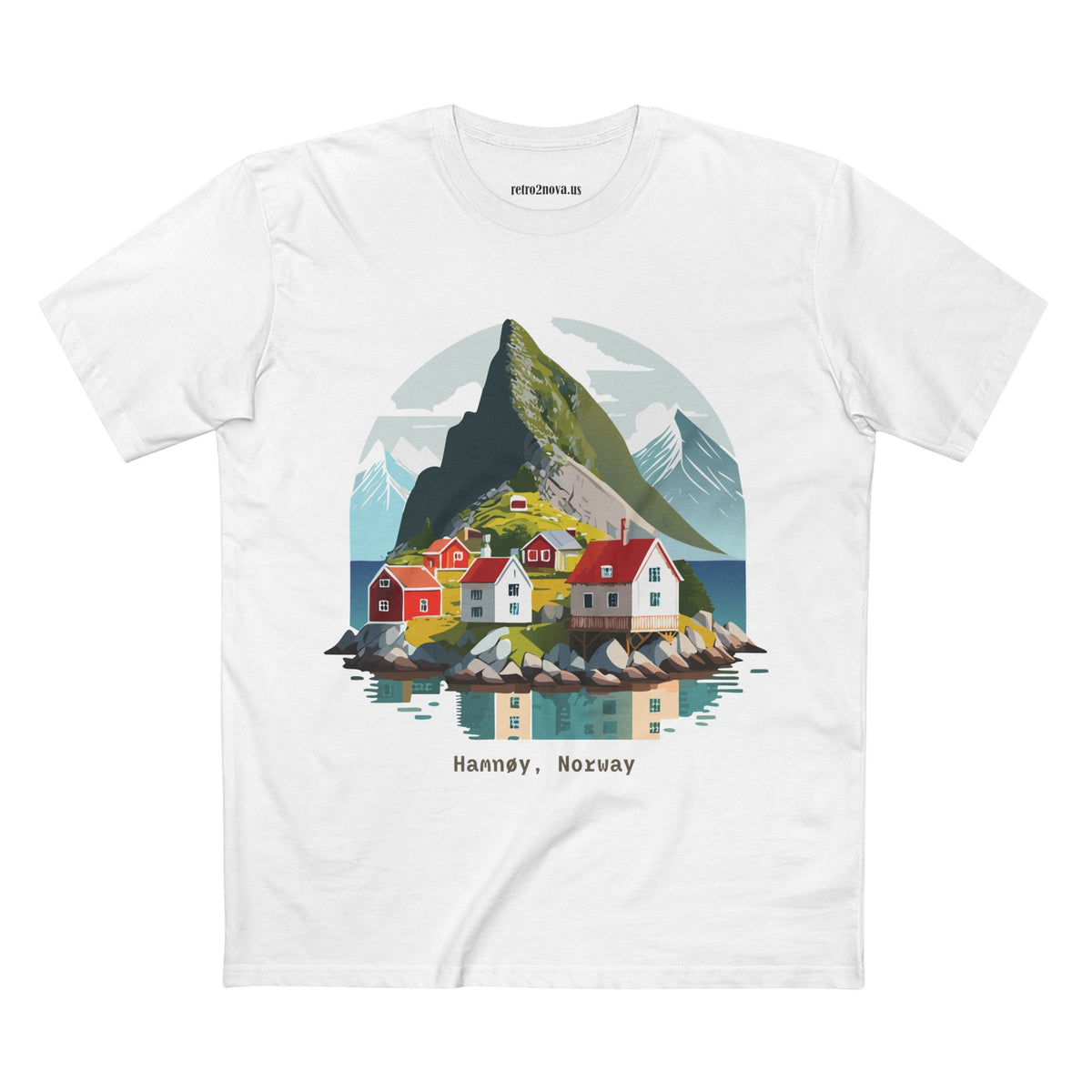Hamnøy Norway Village Illustration Tee | Scandinavian Coastal Landscape