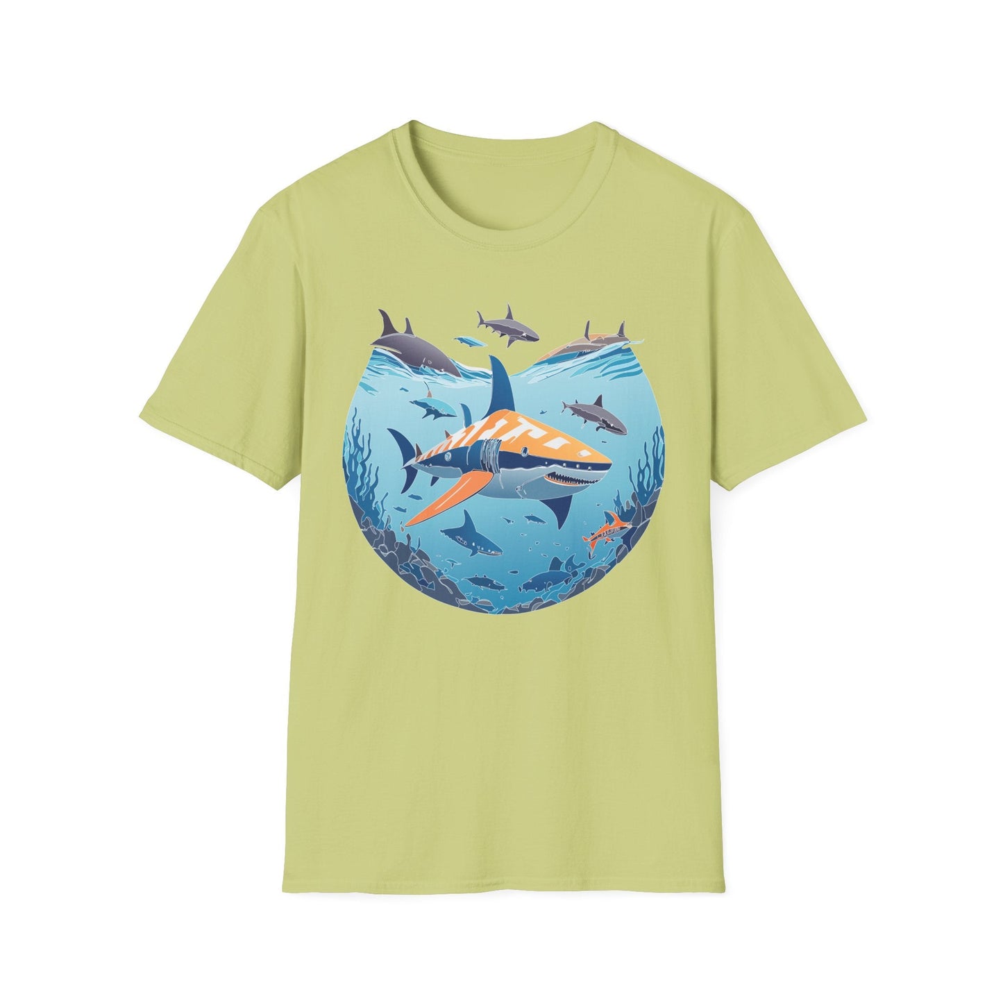 Ocean Tee Shirt Unisex Softstyle Gildan 64000 100 Percent Ring Spun Cotton Breathable U Boat Design