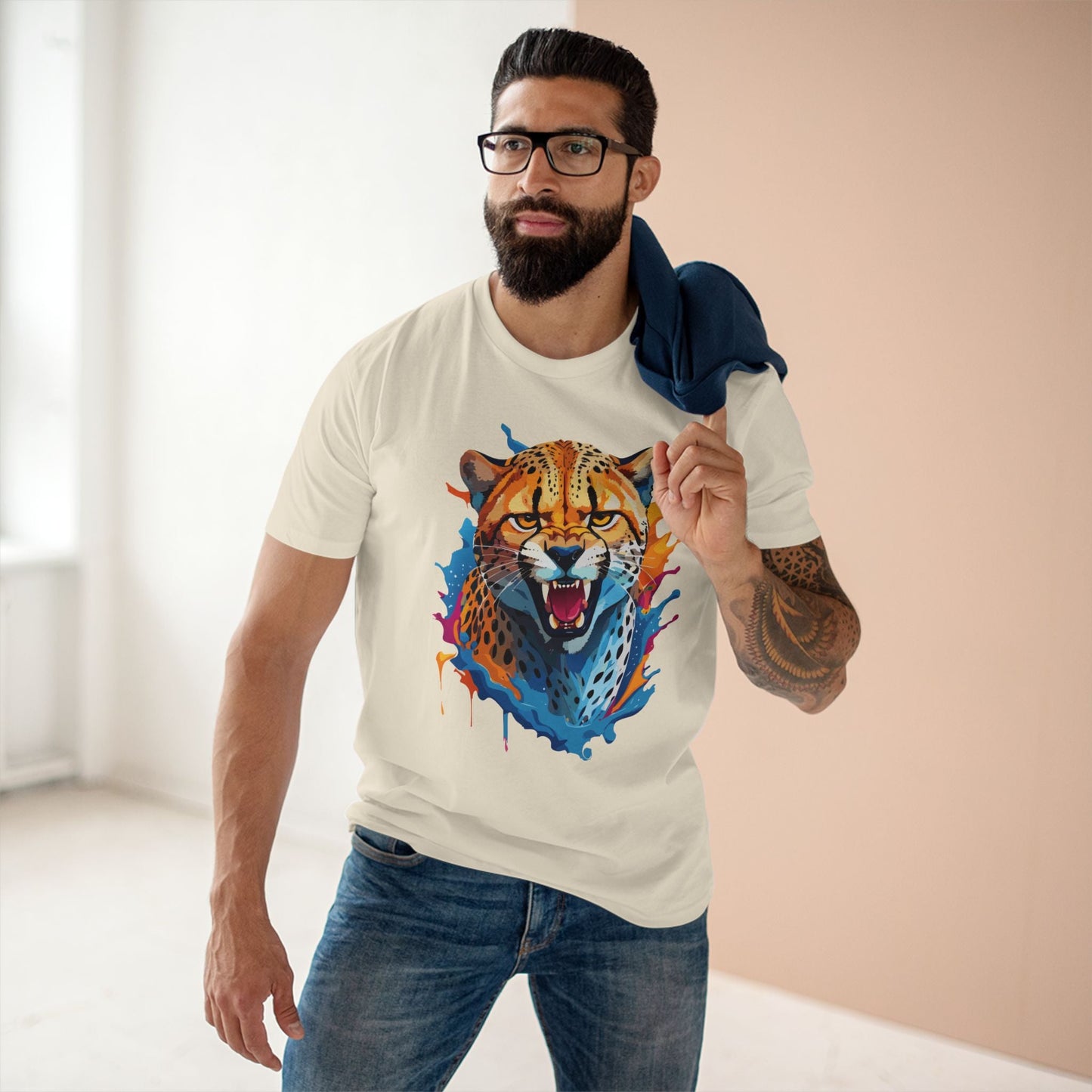 Cheetah Graphic Unisex 100 Cotton Staple Tee with Animal Design Artwork 24