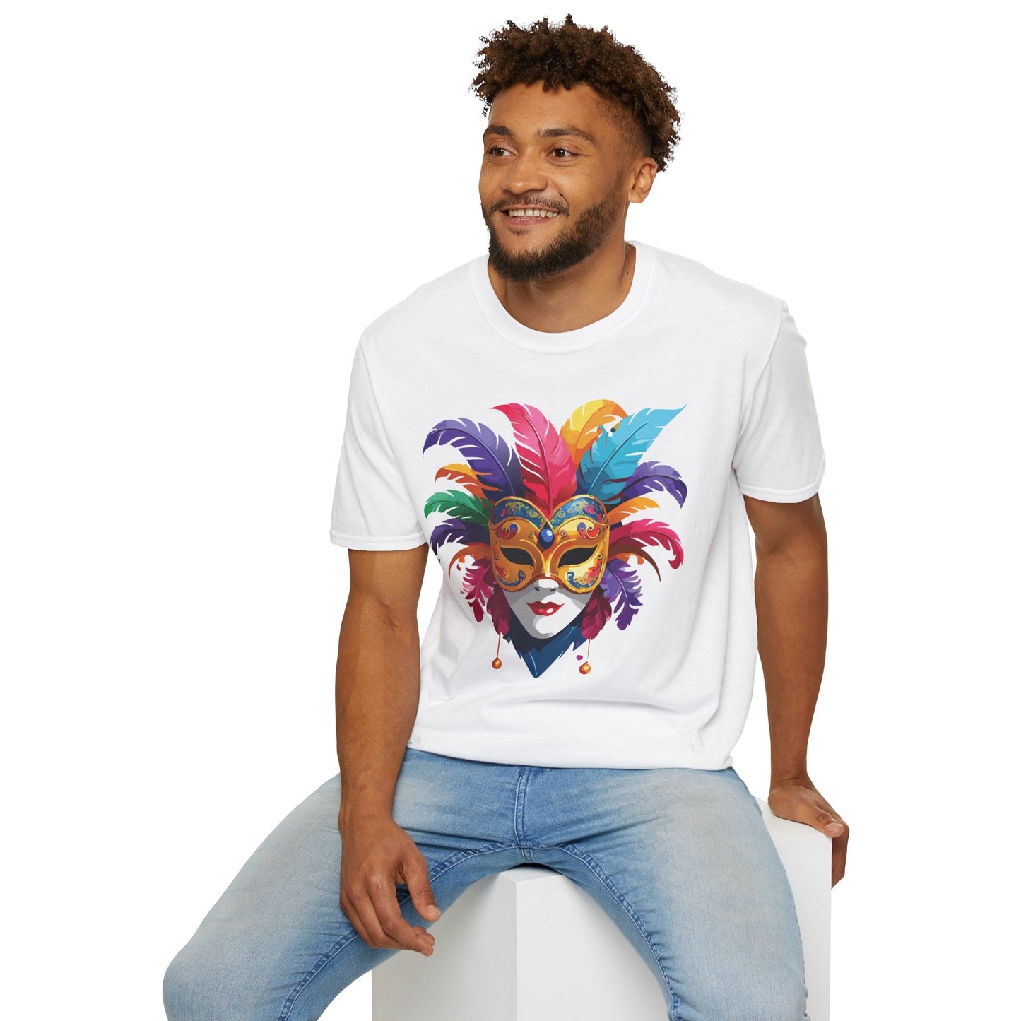 Unisex Mask Tee Shirt Gildan Softstyle 64000 Lightweight Comfortable Masquerade Design Tee
