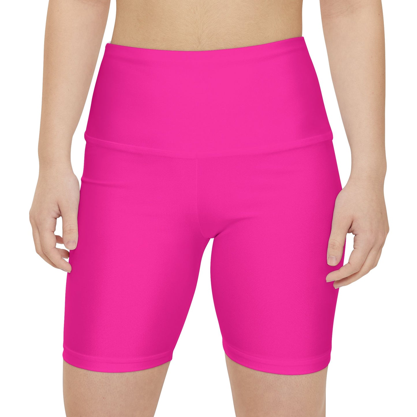 Brilliant Rose Women's Hot Pink Workout Bike Shorts - High-Waist Activewear
